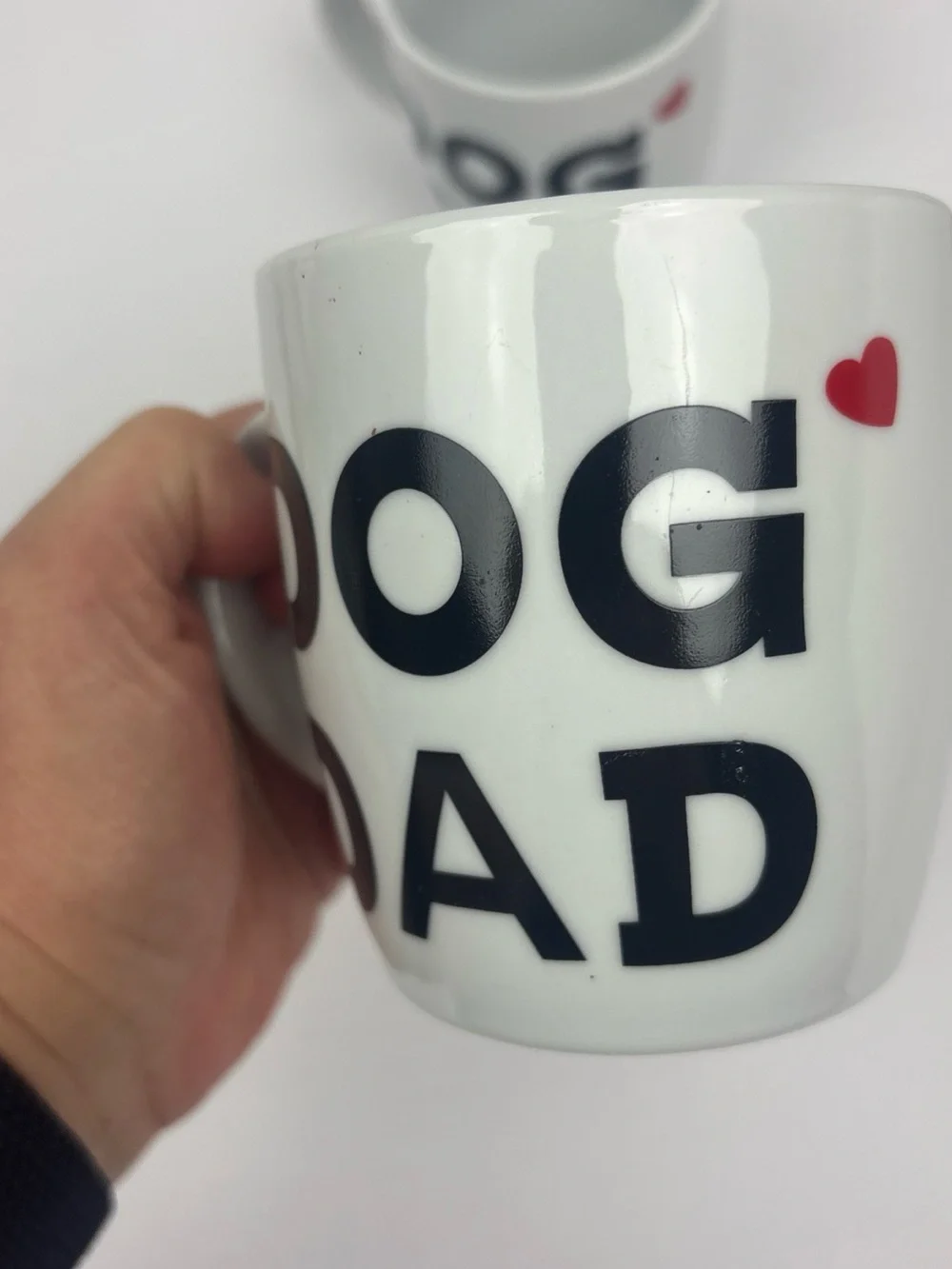 Dog Mom Dad Coffee Mugs Set of 2 White Black Red Heart Ceramic 8 oz Couple Gift
